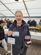 Rob Creswick holds winning pickled blackberries